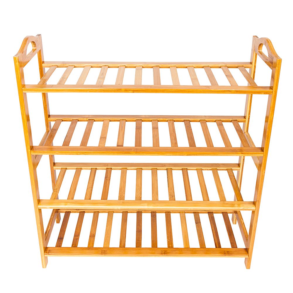 4-Tier Bamboo Shoe Rack Easy-to-Assemble Entryway Storage Organizer for Home & Office Wood Color