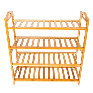 4-Tier Bamboo Shoe Rack Easy-to-Assemble Entryway Storage Organizer for Home & Office Wood Color