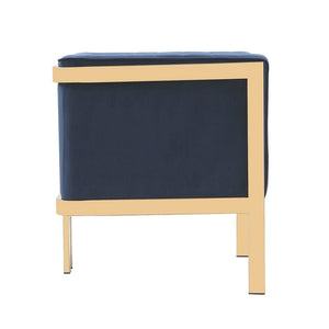 Manhattan Comfort Paramount Royal Blue Velvet Accent Armchair with Polished Brass for Living Room