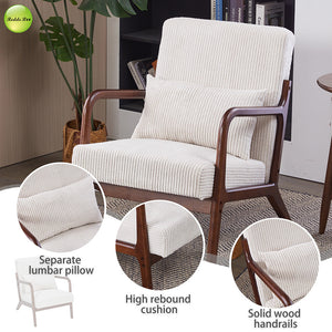 In Stock Modern Nordic Upholstered Accent Living Room Chair Solid Wood Lounge Chair For Coffee House Reading Room Armchair 5373