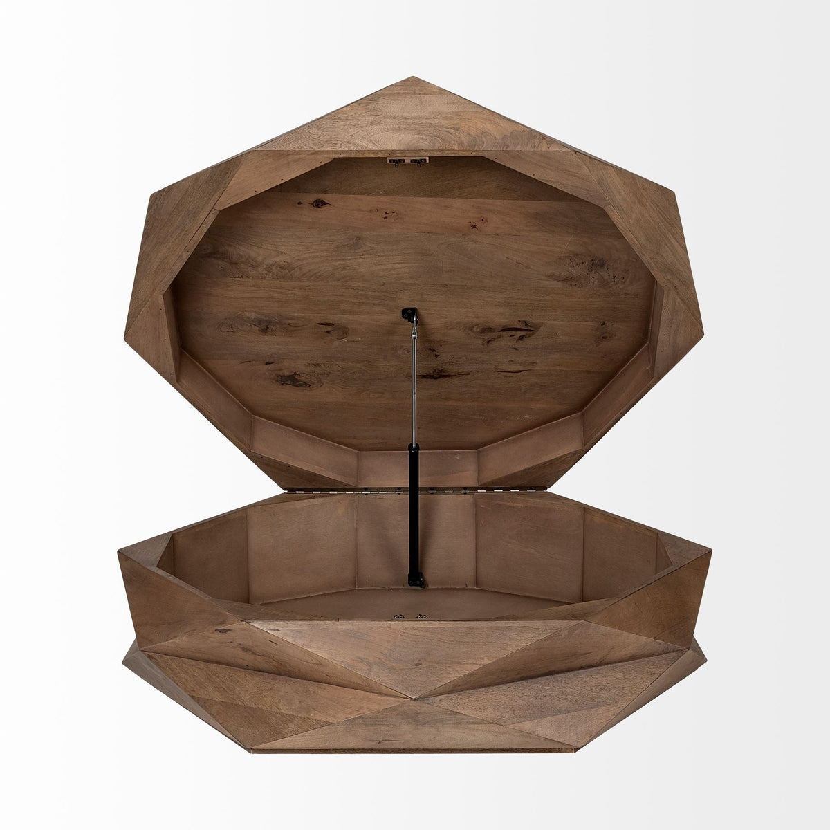 HMS 48\" Brown Wood Hexagon Coffee Table Minimalist Design Living Room Furniture with Oak Metal Marble for Home Office Use