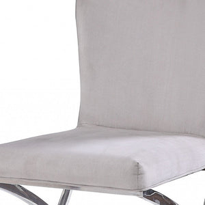 24\" Beige and Silver Velvet Parsons Chair by HMS Elegant Living Room Furniture