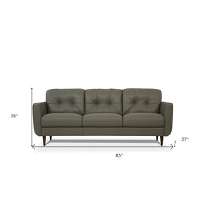 HMS 83 2-Seater Green Genuine Leather Chesterfield Sofa with Black Legs Elegant Home Living Room Furniture Set