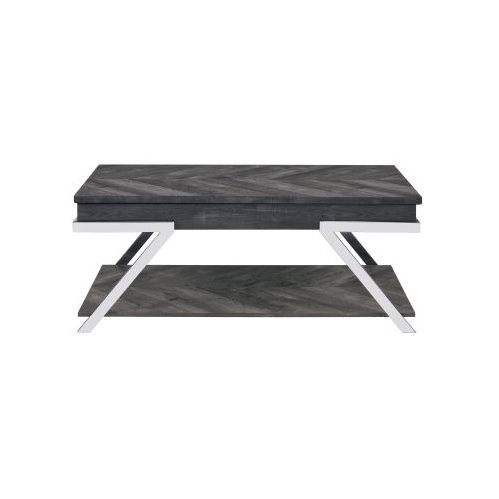 FCJ Roma Gray Lift Top Cocktail Table Stylish Coffee Table with Practical Storage Features