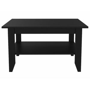 Antique-Style HMS 32\" Black Coffee Table with Shelf Wood and Metal Construction for Living Room Dining or Home Furniture Use