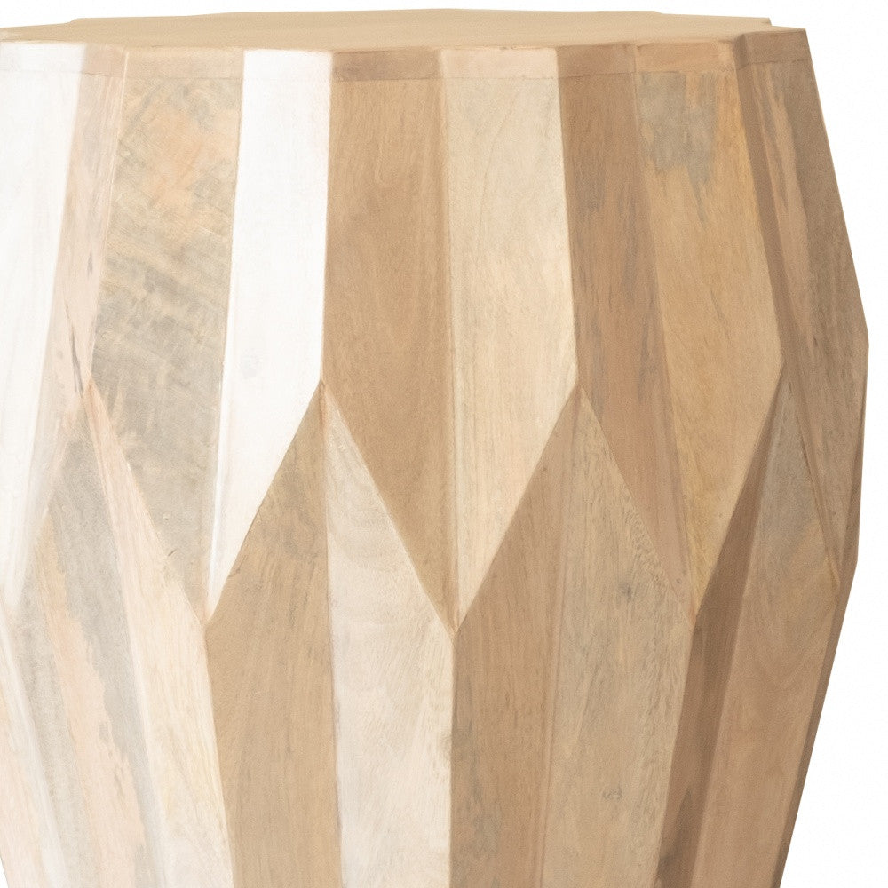23\" HMS Natural Solid Wood Round Drum Console Table End Table
