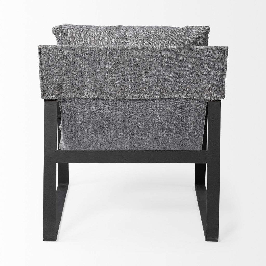 HMS 35 Wingback Chair in Gray and Black Fabric Elegant Living Room Furniture