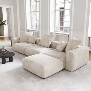 American Big Square Modular Sectional Sofa Couch Set Large Sofa Corduroy Fabric Sofa Set