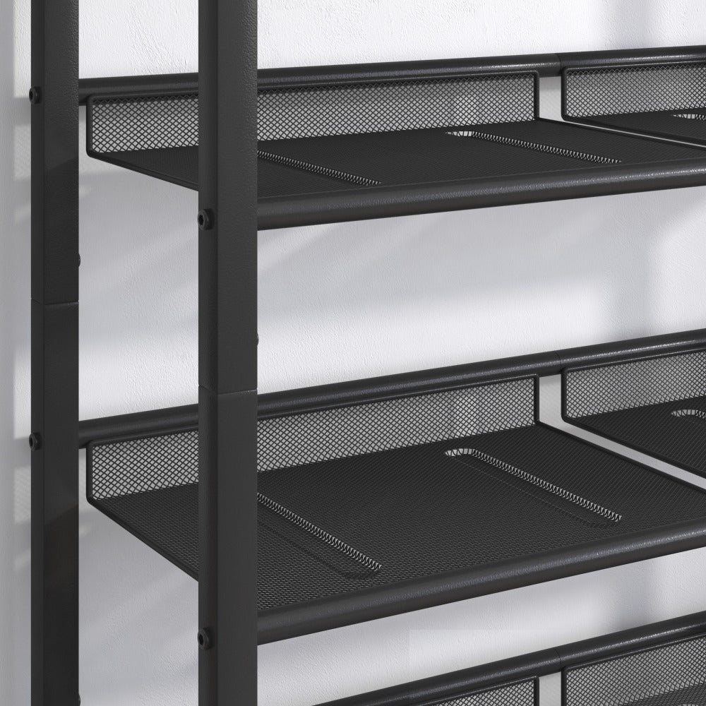 Industrial Shoe Rack, Adjustable Country Style 5-layer Shoe Rack Storage Rack, with 4 Mesh Shelves, Suitable for Entrance