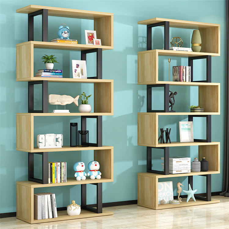 YQ FOREVER Modern Wooden Bookshelves Corner Desk Bookcase Combination Wood MDF Display Rack