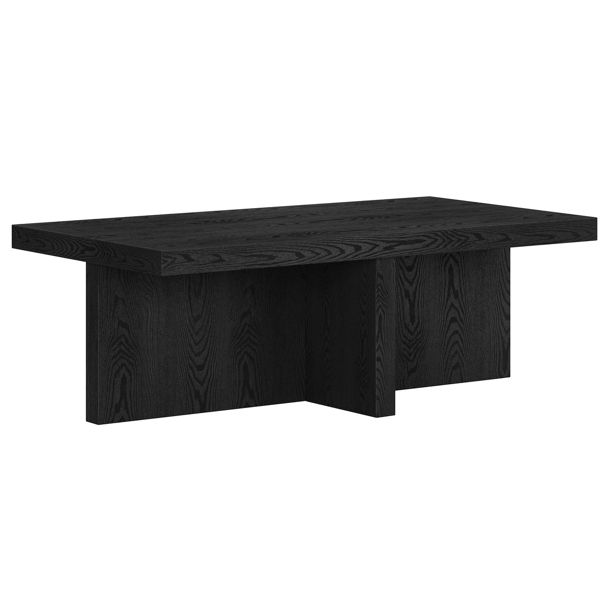 HMS 44\" Black Faux Wood Grain Wabi-Sabi Style Wide Side Table Movable Coffee Table for Living Room Home Furniture