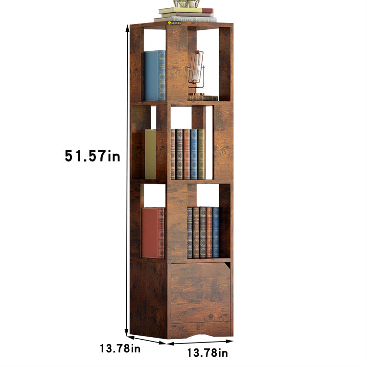 YQ FOREVER Wooden Bookshelve Bookshelf With Door Storage Rack Bookcase Living Room Furniture
