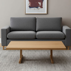 HMS 55 Traditional Double Pedestal Coffee Table Durable Solid Oak Wood with Metal for Indoor Living Room Use