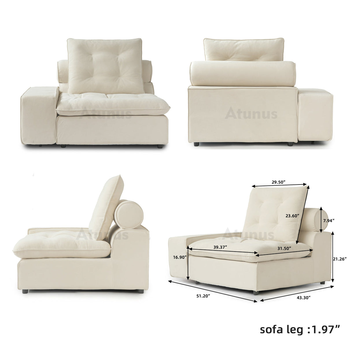 ATUNUS USA in Stock Drop Shipping Tiffany Blue Pet-Friendly Velvet Modular 7 Seater Sectional Sofa Set Scratch Proof Miami Couch