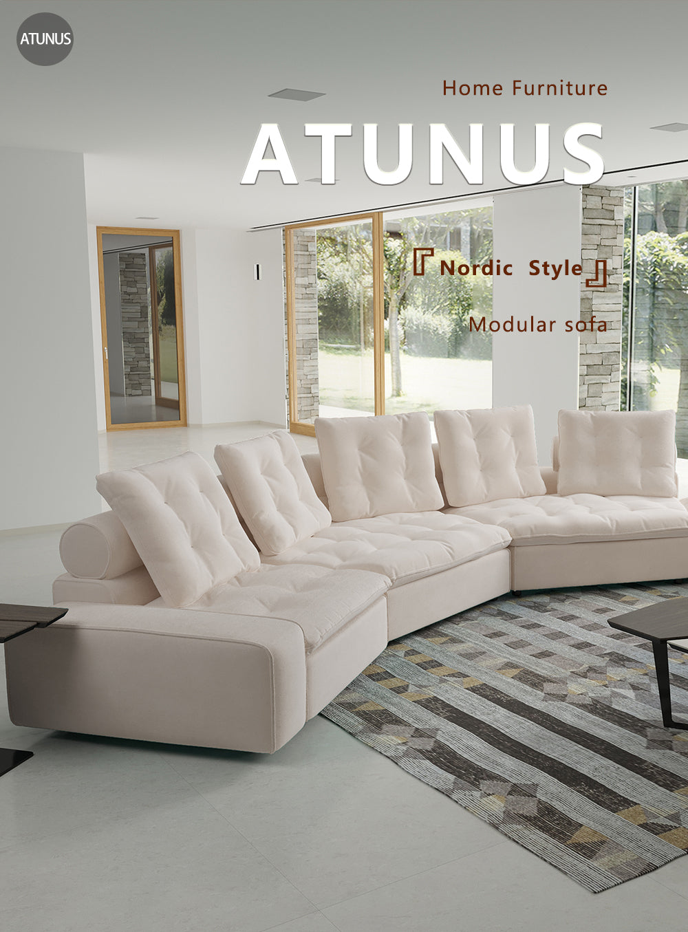 ATUNUS USA in Stock Drop Shipping Tiffany Blue Pet-Friendly Velvet Modular 7 Seater Sectional Sofa Set Scratch Proof Miami Couch