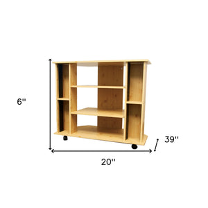 HMS 35 Luxury Modern Minimalist Open Shelving TV Stand Brown Wood Panel for Living Room or House Home Furniture