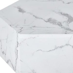 HMS 35 White and Gold Faux Marble Hexagon Drum Coffee Table