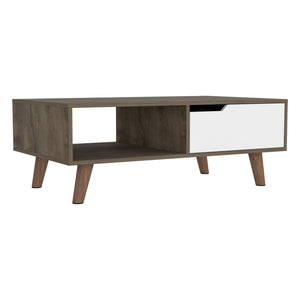 HMS 40\" Natural Dark Brown White Wood Rectangular Coffee Table with Shelf Multiple Color Options