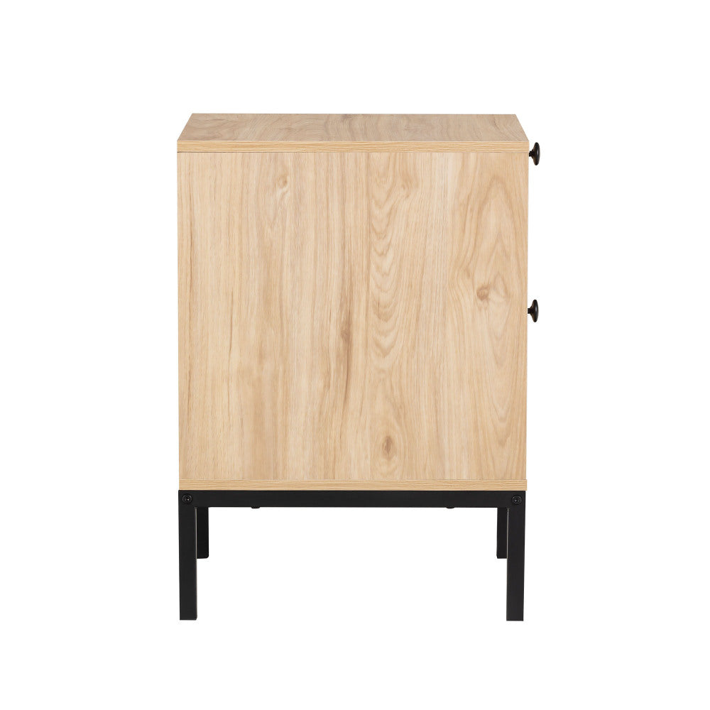 Set of 2 Rectangle Rattan Bedside Table Nightstand  with Drawer 2