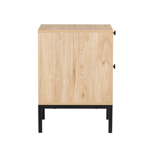 Set of 2 Rectangle Rattan Bedside Table Nightstand  with Drawer 2