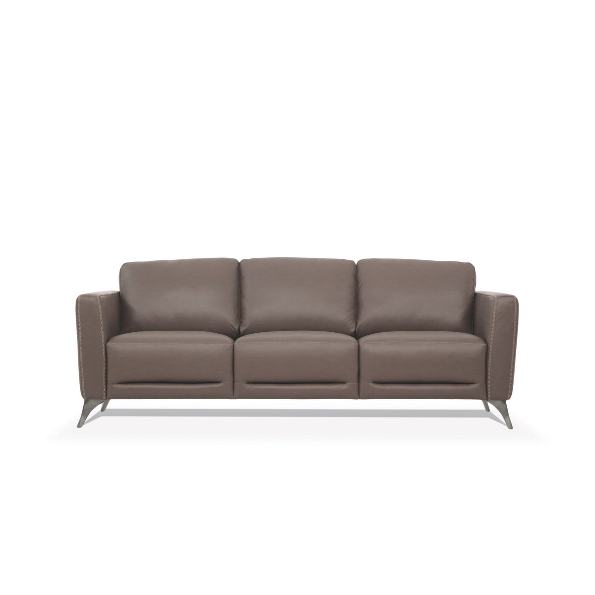 HMS 83 Taupe Genuine Leather 2-3 Seater Sofa Set Black Legs for Home Living Room Furniture Featuring Sponge Filling Material