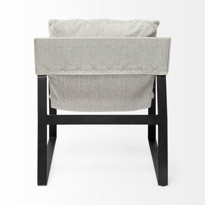 HMS 35 Wingback Chair in Gray and Black Fabric Elegant Living Room Furniture