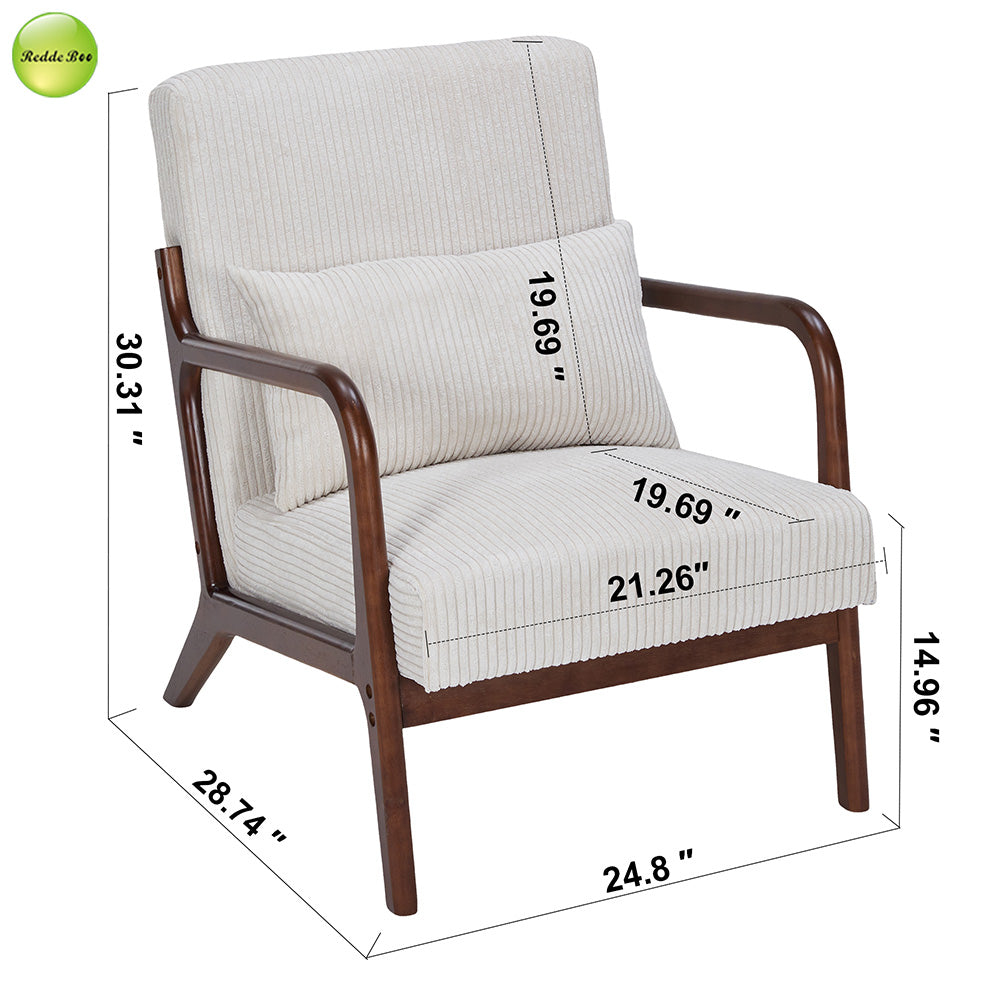In Stock Modern Nordic Upholstered Accent Living Room Chair Solid Wood Lounge Chair For Coffee House Reading Room Armchair 5373
