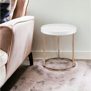 HMS 22\" Round End Table in Copper and White for Living Room Sofas