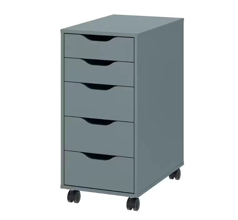 Modern Wooden 5 Drawers Cabinet Nightstand , Mobile Drawer Chest Cabinets with Wheels