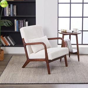 In Stock Modern Nordic Upholstered Accent Living Room Chair Solid Wood Lounge Chair For Coffee House Reading Room Armchair 5373