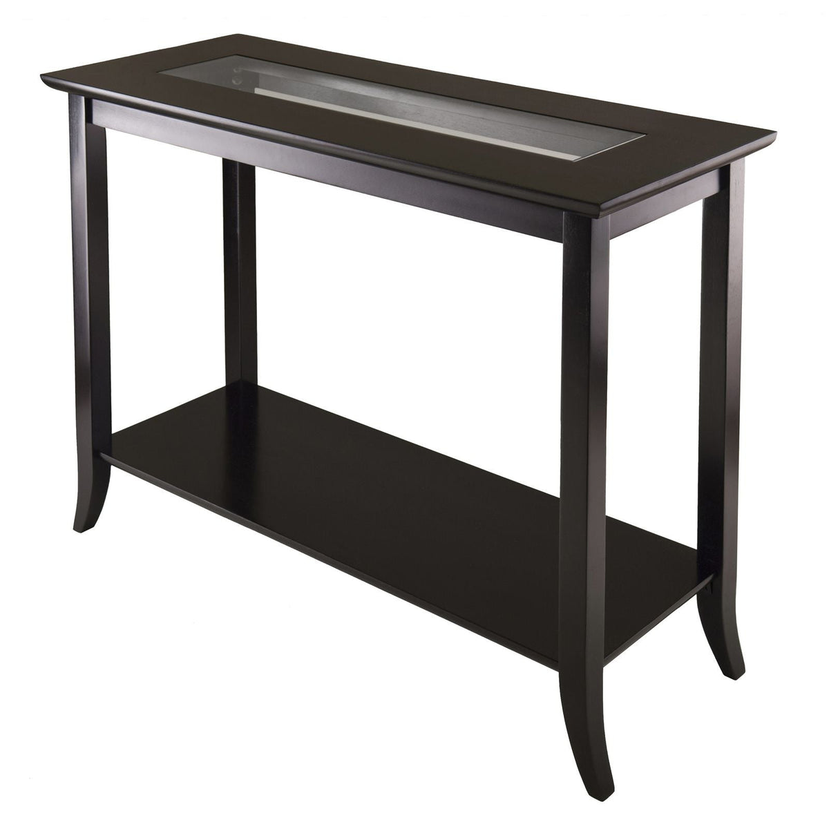 Genoa Rectangular Console Table with Glass Top and Shelf Elegant Home Furniture