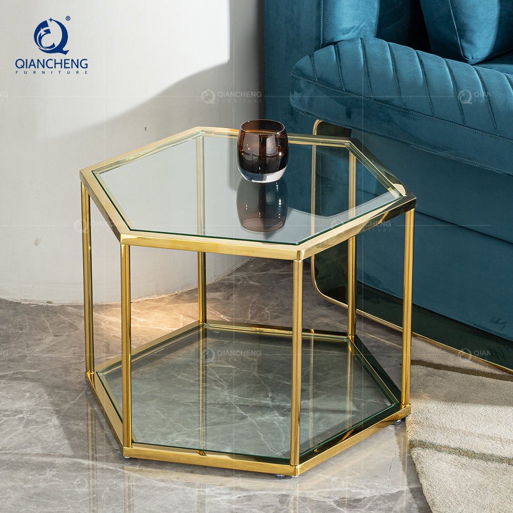 China Town Furniture Combination Honeycomb Ss Center Coffee Side Tea Table Manufacturer China Wholesale Side Table Set of 4