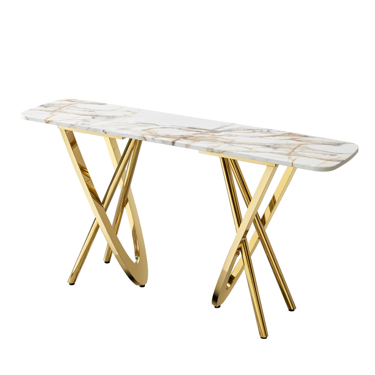 Italian Marble Mdf Wooden Console Table Modern Luxury Design Gold Stainless Steel Entryway Console Tables Living Room Furniture