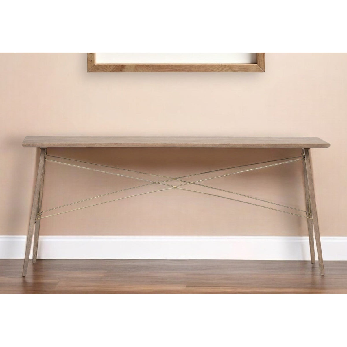hms 66" Brown Solid Wood Console Table