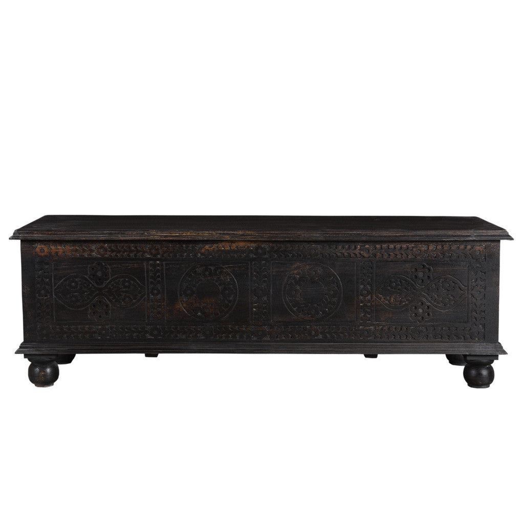54\" HMS Black Solid Wood Distressed Lift Top Coffee Table