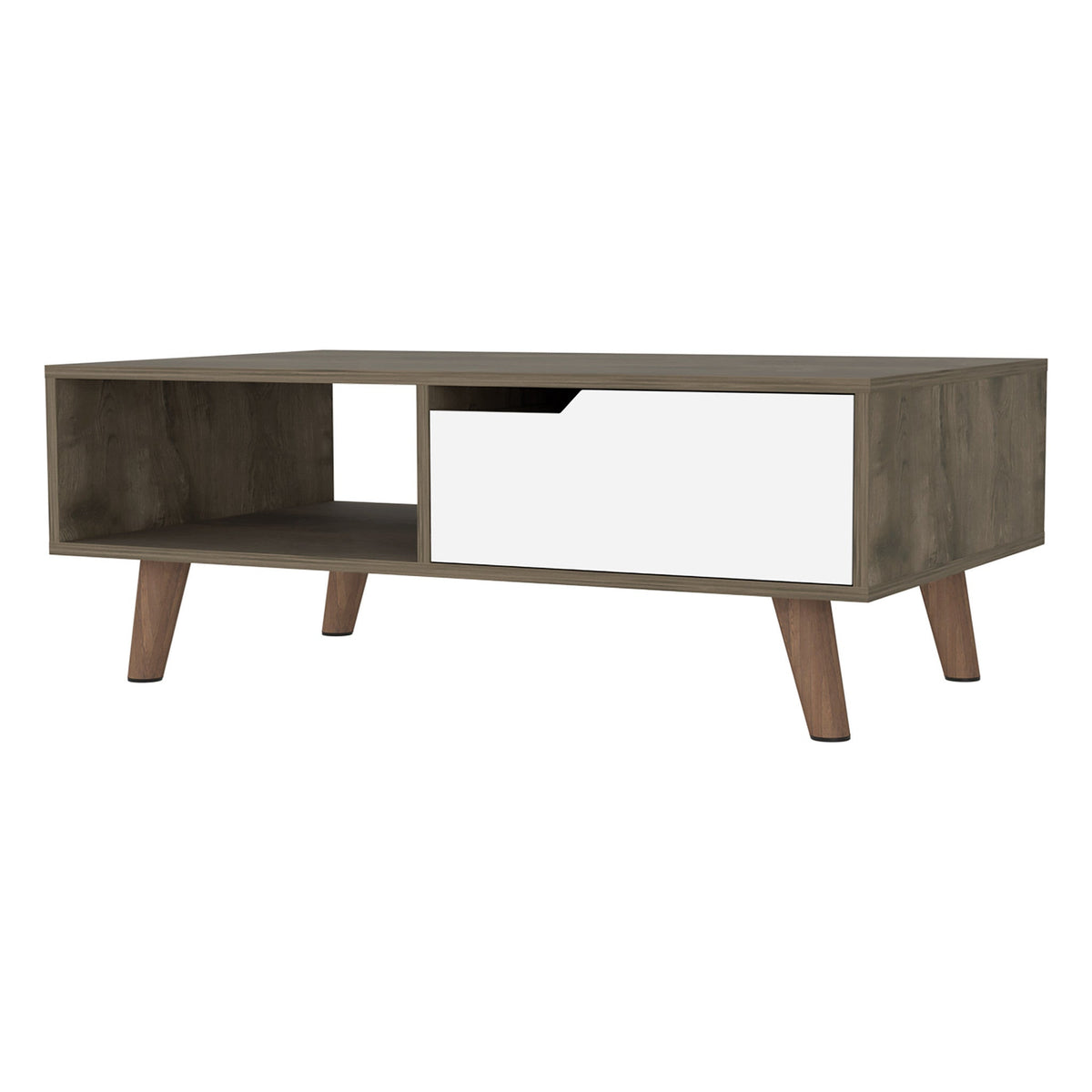 HMS 40\" Natural Dark Brown White Wood Rectangular Coffee Table with Shelf Multiple Color Options