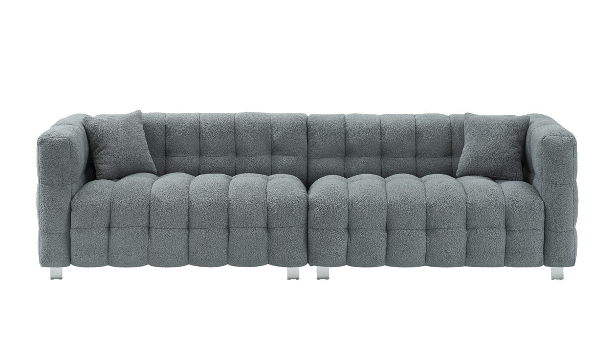 Free Shipping 102-Inch Pink Teddy Fleece Sofa for Living Room, Bedroom, or Apartment - Includes Two Chic Throw Pillows