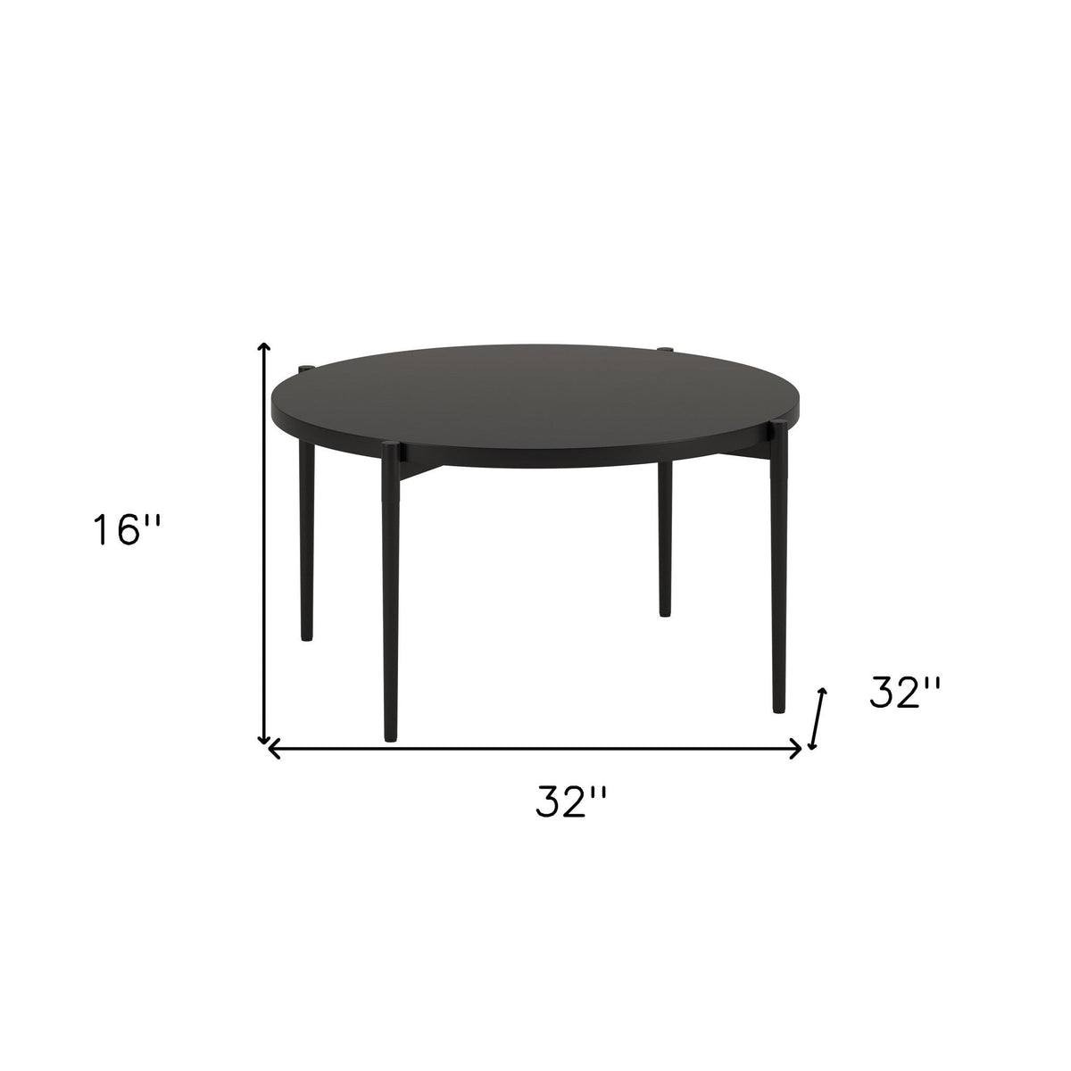 HMS 32\" Antique European Round Coffee Table Black Steel with Marble and Stone Finish for Living Room Furniture