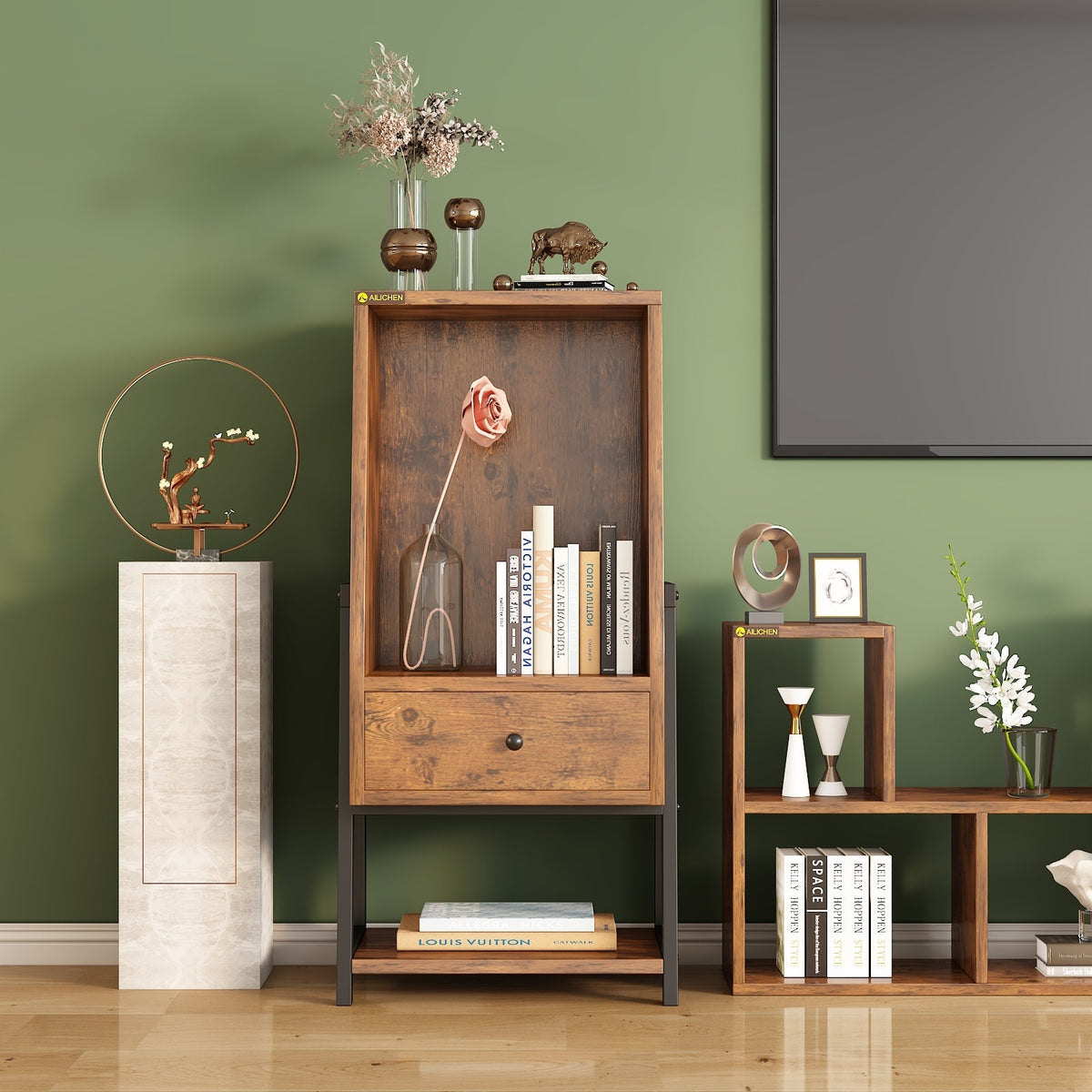 AILICHEN Living Room Bookcase Bedroom Bedside Table Shelf Simple Small Bookcase