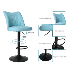 Counter Stools,Set of 2 Bar Stools with Back and Footrest, Modern Metal Counter Height Barstools for Kitchen Home Bar