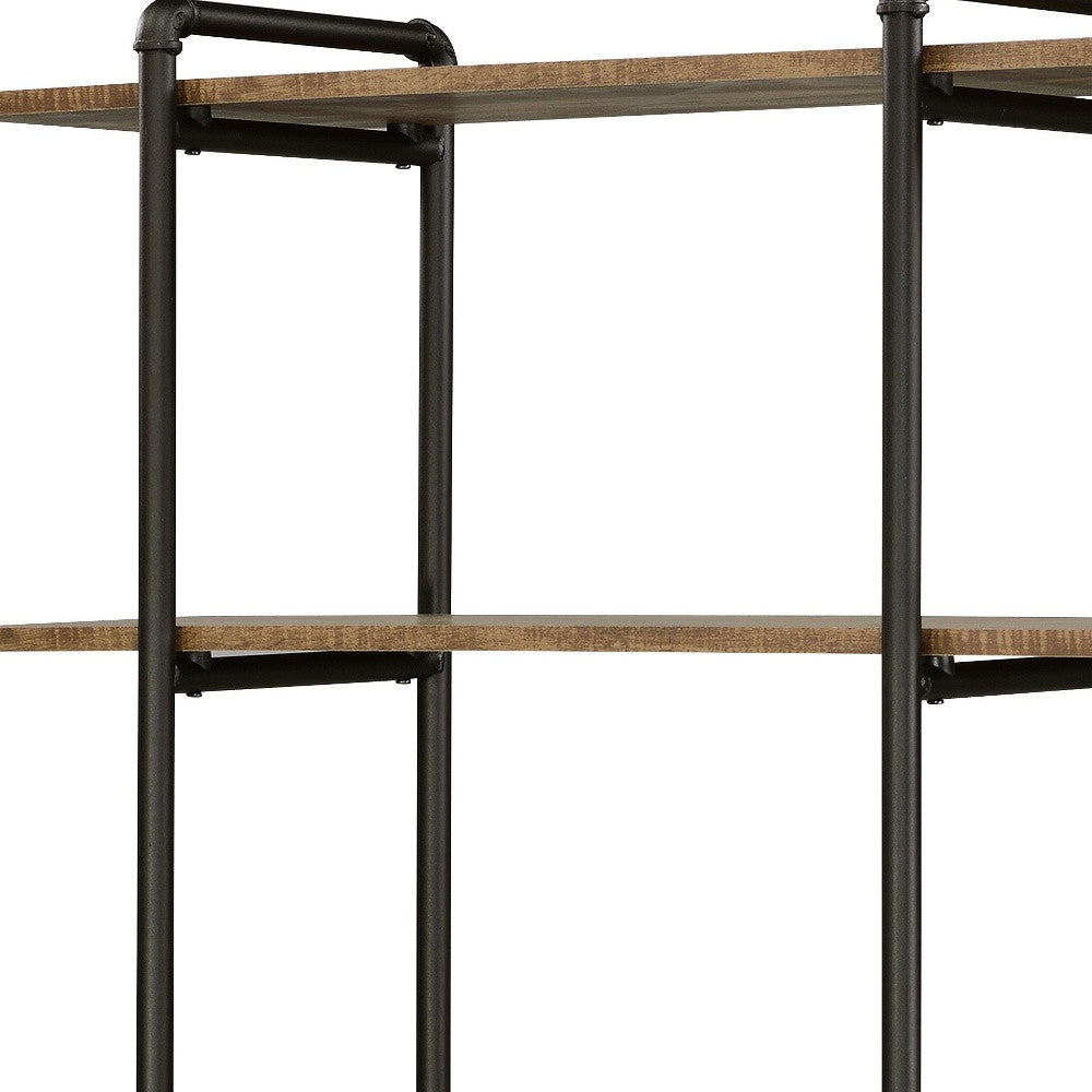 HMS 73 Five Tier Etagere Bookcase in Brown and Black Metal Stylish Five-Level Display Unit