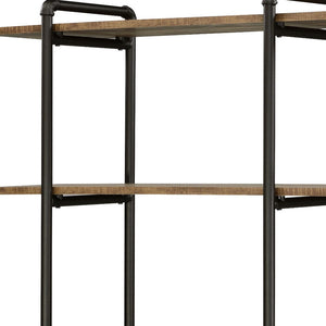 HMS 73 Five Tier Etagere Bookcase in Brown and Black Metal Stylish Five-Level Display Unit
