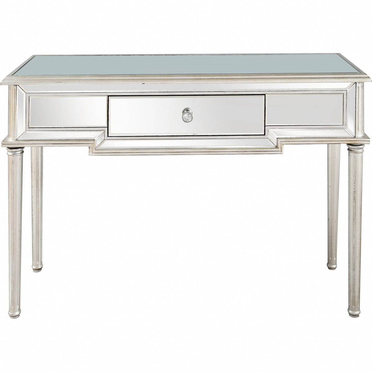 HMS Classic Silver Leaf Antiqued Console Table for Entry Living Room Hotel Bedroom Farmhouse Iron Wood Versatile Home Furniture