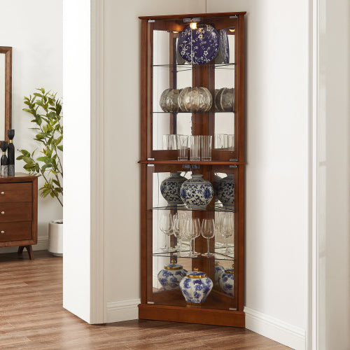 Corner FCJ Lighted Display Cabinet Elegant Treasure Showcase for Home or Store