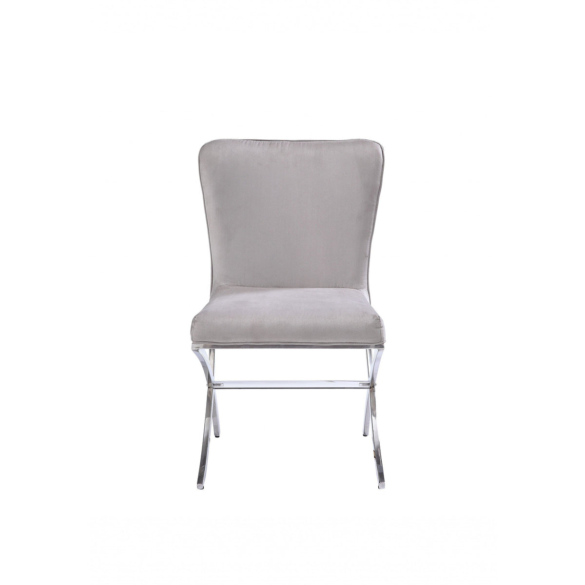 24\" Beige and Silver Velvet Parsons Chair by HMS Elegant Living Room Furniture