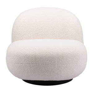 HMS 30\" Cream and Black Faux Shearling Upholstered Slipper Chair Elegant Living Room Furniture