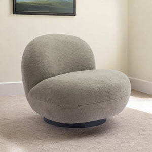HMS 30\" Khaki and Black Faux Shearling Upholstered Slipper Chair Stylish Living Room Furniture