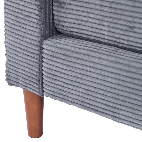 Grey Linen FCJ Convertible Sectional Sofa One Three Seat Extendable Home Furniture for Living Room Apartment Filled with Sponge
