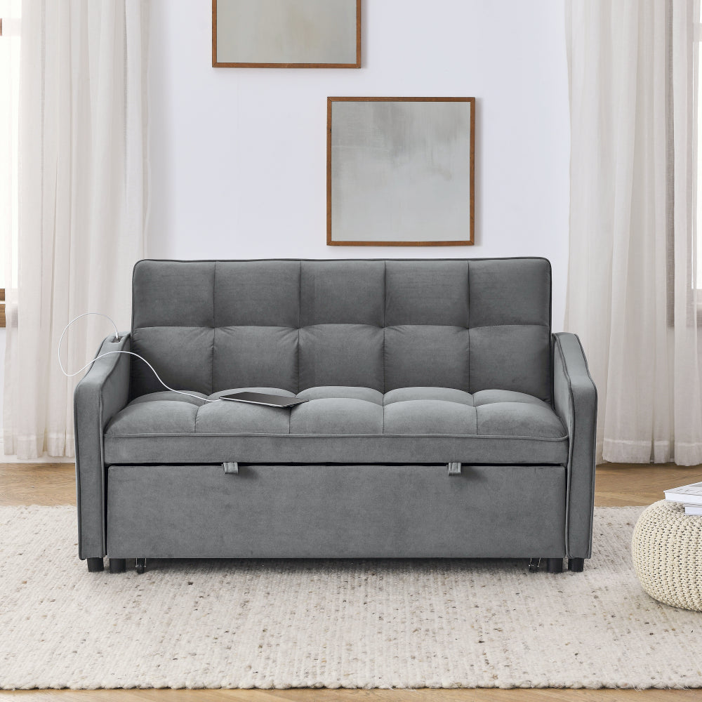 Loveseats Sofa Bed with Pull-out Bed,Back and Two Arm Pocket,Type C and USB Charging