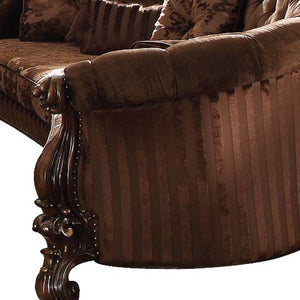 HMS 55 Brown Velvet Curved Sofa Set with Toss Pillows for Living Room